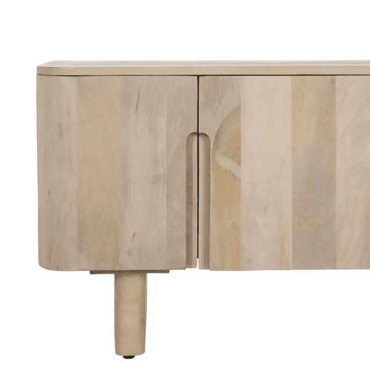 Mueble Bajo de Madera de Mango Tallada en Blanco