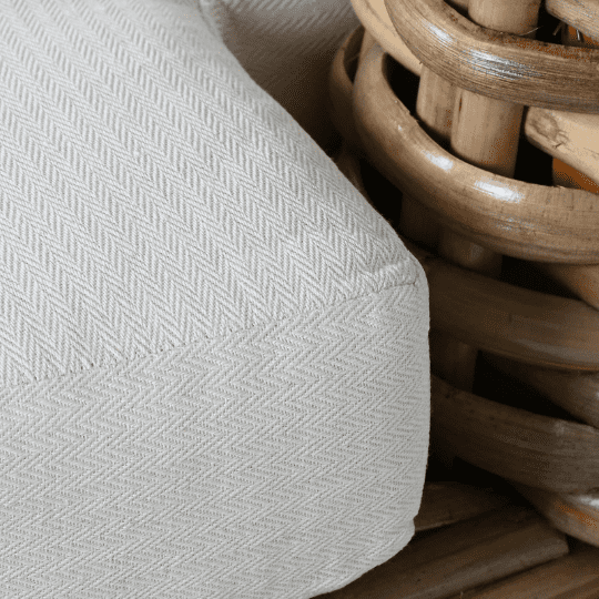 Sofa Balinais Rond en Rotin Naturel et Coton Blanc