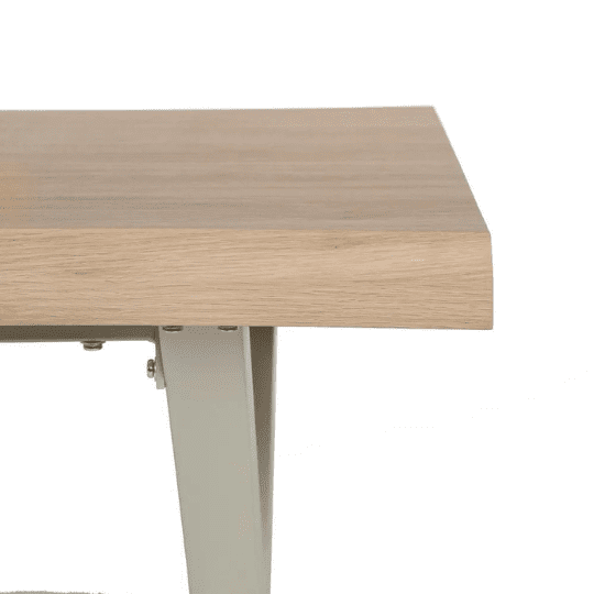 Dining room table in Light Irregular Wood and White Iron