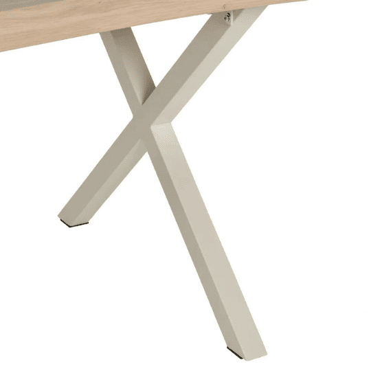 Dining room table in Light Irregular Wood and White Iron