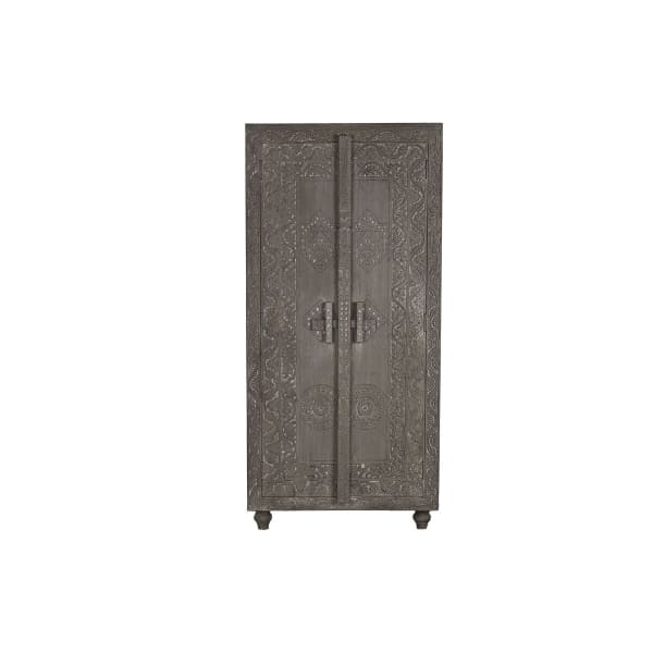 Armoire Traditionnelle Indienne en Bois Gris et Marron