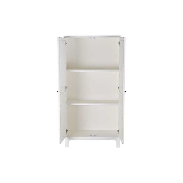 Armoire Traditionnelle en Bois Blanc et Rotin