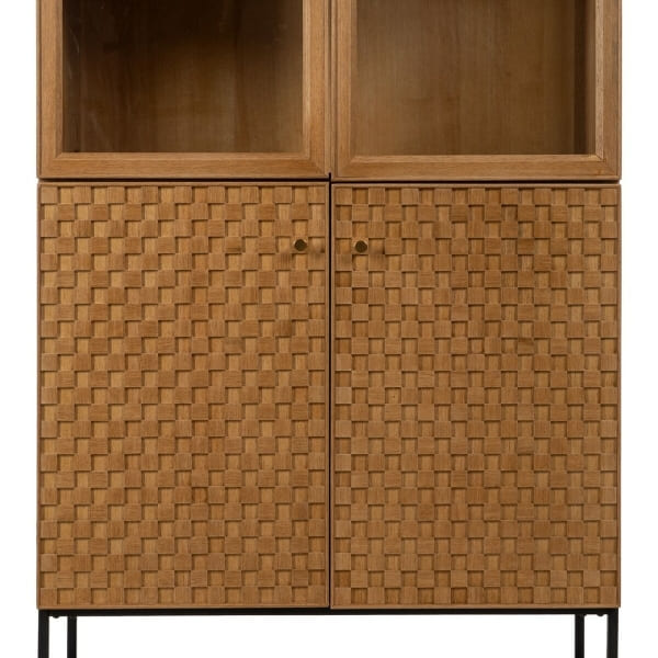 Armoire Vitrine Moderne en Bois, Verre et Fer Doré