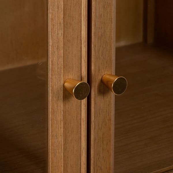 Armoire Vitrine Moderne en Bois, Verre et Fer Doré