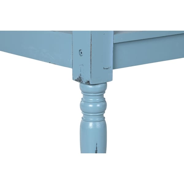 Banc Design Méditerranéen en Acajou Sculpté Bleu