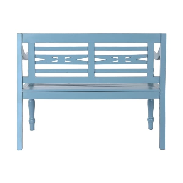 Banc Design Méditerranéen en Acajou Sculpté Bleu