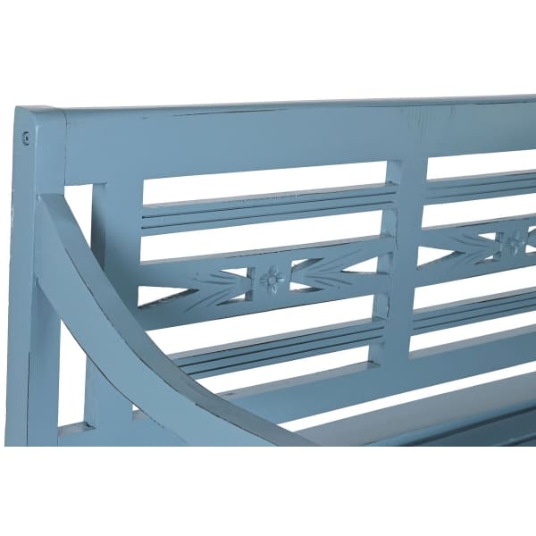 Banc Design Méditerranéen en Acajou Sculpté Bleu