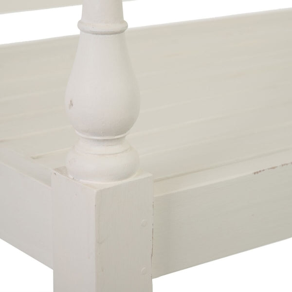 Banc d'Intérieur Shabby Chic en Bois Blanc avec Dossier Home Decor