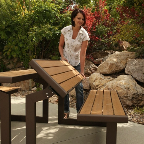 Banc de Jardin avec Dossier Convertible en Table Marron Lifetime