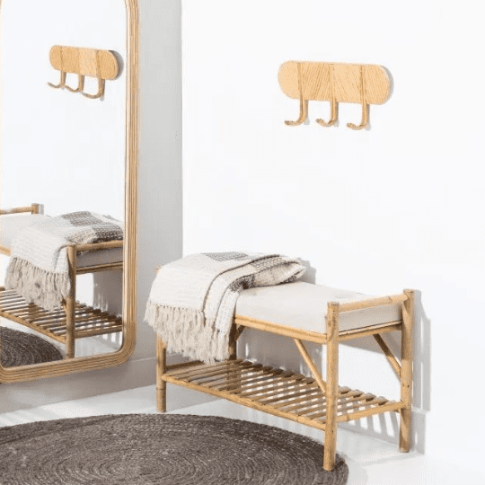 Banquette Balinaise en Bambou et Coton Beige