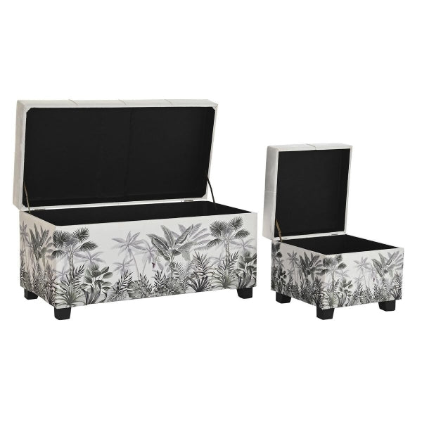 Bancos Pecho Diseño Tropical Beige y Blanco Home Decor (3 uds)