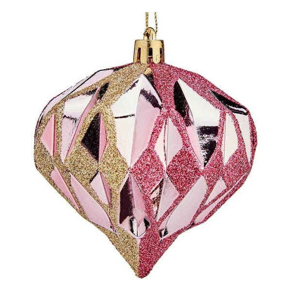 Boules de Noël Diamant Rose et Doré (6 unités)