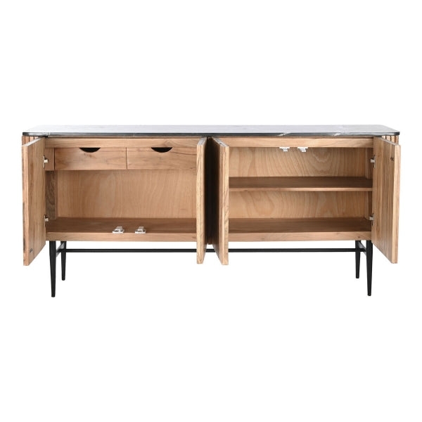 Buffet Design Balinais en Bois d'Acacia et Marbre Noir Home Decor