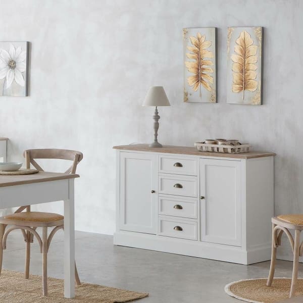 Buffet Salon Campagne Chic en Bois Blanc