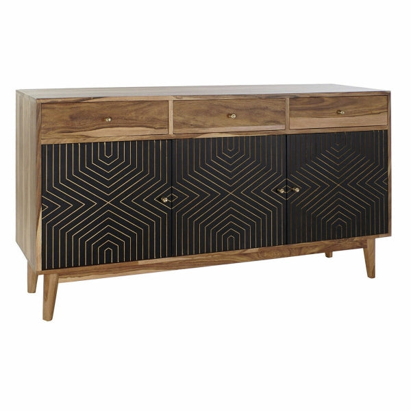 Buffet en Bois Massif de Manguier Marron et Noir Style Moderne