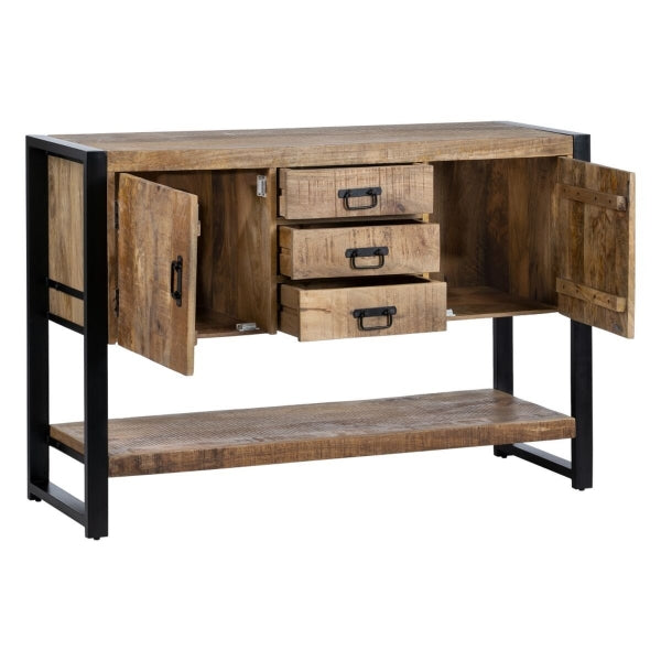 Sideboard in Solid Wood and Black Metal "LOFT" Home Decor