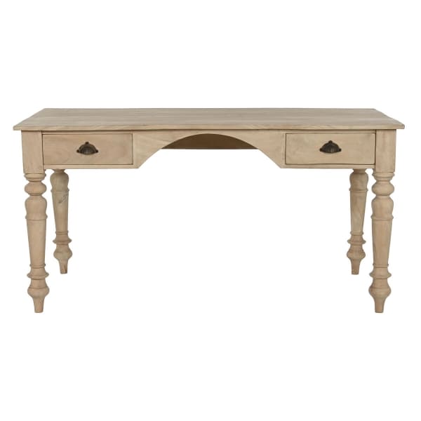 Bureau Design Traditionnel en Bois Clair Sculpté