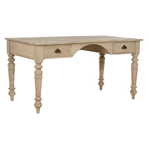 Bureau Design Traditionnel en Bois Clair Sculpté