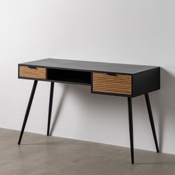 Bureau Mid-Century en Bois Noir et Marron