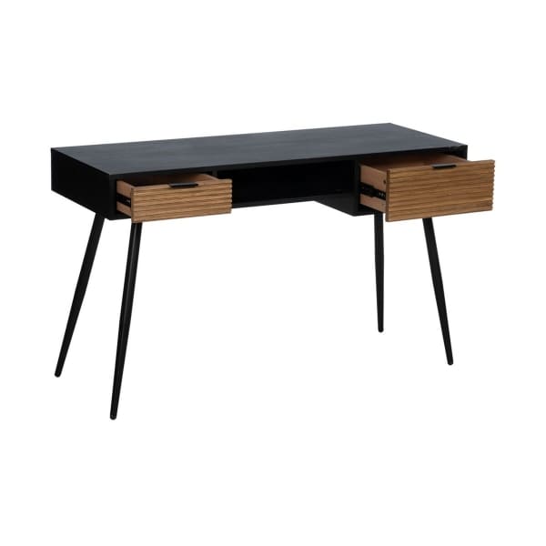 Bureau Mid-Century en Bois Noir et Marron