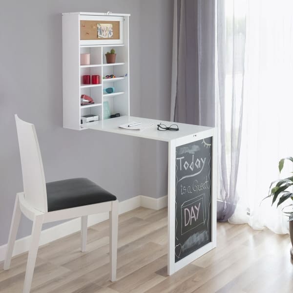 Bureau Mural Rabattable Blanc Woldy ING