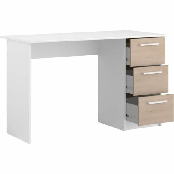 Bureau Scandinave Pas Cher avec 3 Tiroirs en Bois Blanc