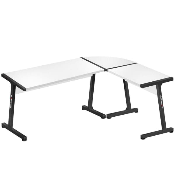 Bureau d'Angle en Fibre de Carbone Blanc et Acier Noir