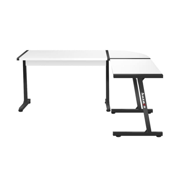 Bureau d'Angle en Fibre de Carbone Blanc et Acier Noir