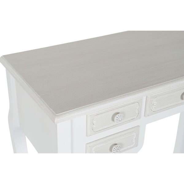 Bureau en Bois Blanc avec 5 Tiroirs Style Shabby Chic