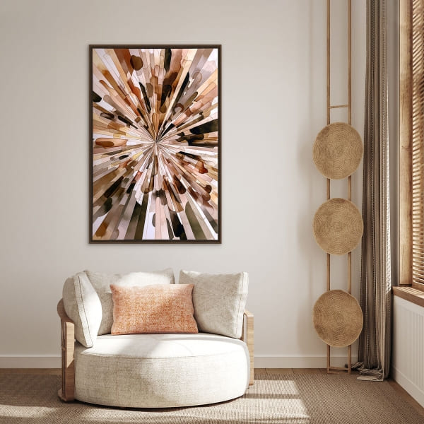 Cadre Mural Design Abstrait Beige et Marron