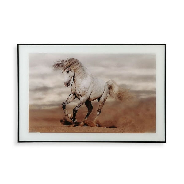 Caballo blanco en la playa Marco de pared de diseño Versa