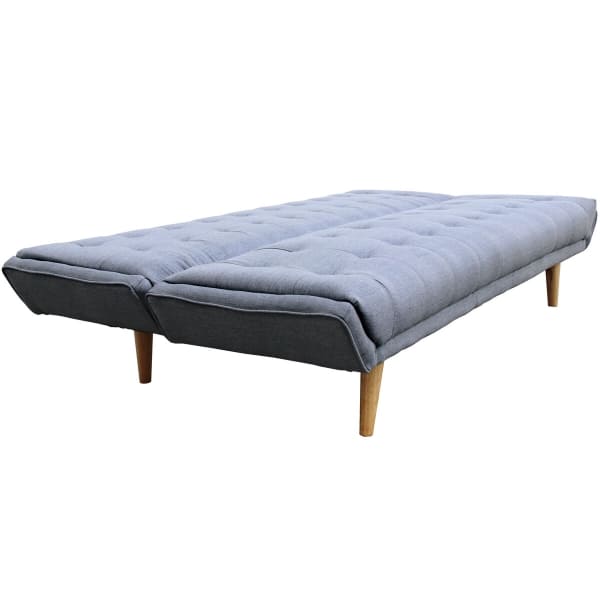 Canapé Convertible Droit Gris et Bois Traditionnel