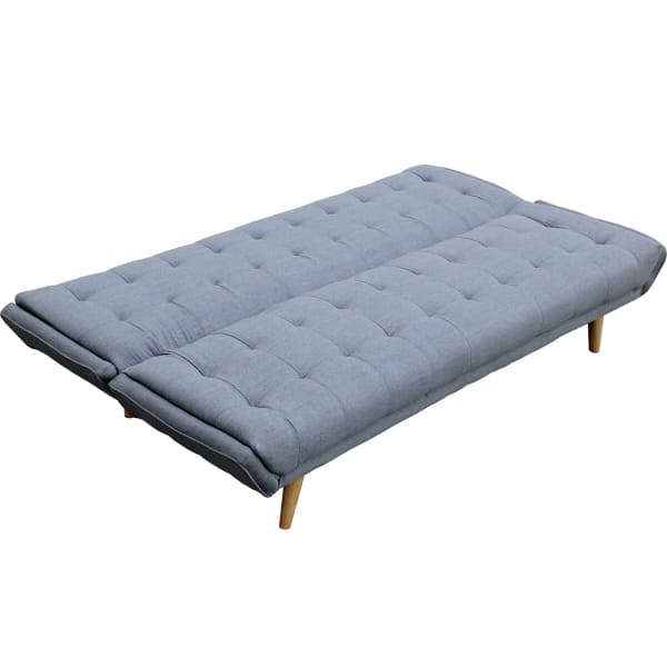 Canapé Convertible Droit Gris et Bois Traditionnel