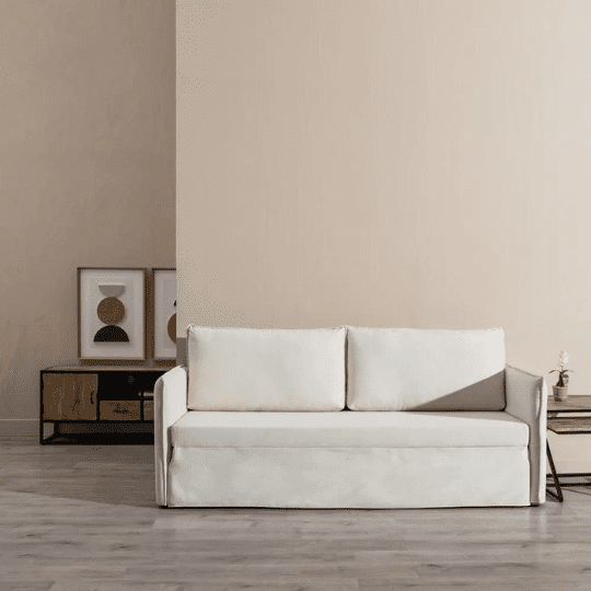 Canapé Convertible en Lin Beige (210 x 93 x 95 cm)