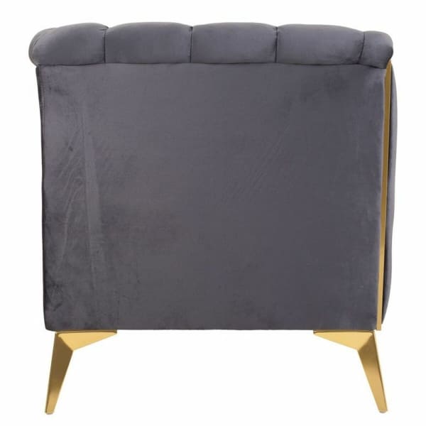 2 Seater Upholstered Grey and Gold Straight Sofa