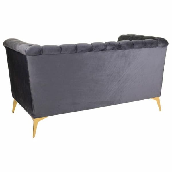 2 Seater Upholstered Grey and Gold Straight Sofa