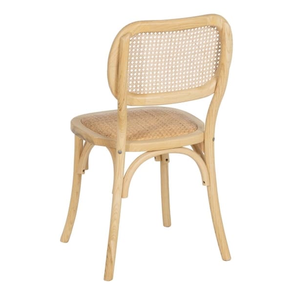 Handmade Chair in Elm Wood and Natural Rattan