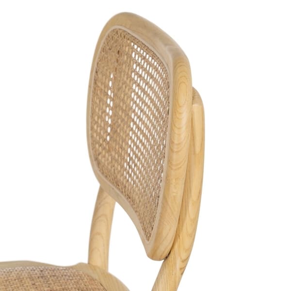 Handmade Chair in Elm Wood and Natural Rattan