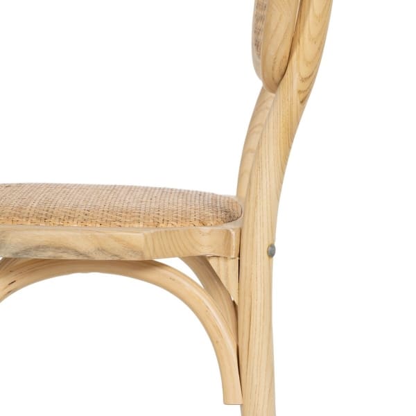 Handmade Chair in Elm Wood and Natural Rattan