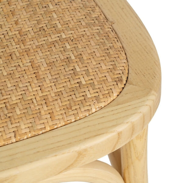 Handmade Chair in Elm Wood and Natural Rattan