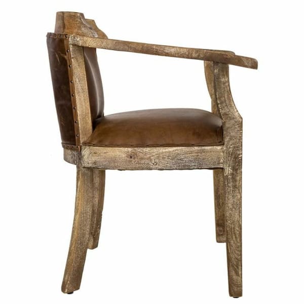 Colonial Chair Solid Wood Brown Leather