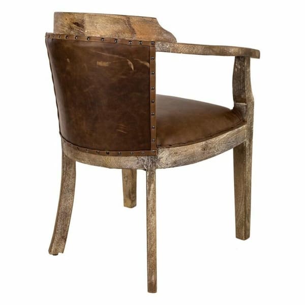 Colonial Chair Solid Wood Brown Leather