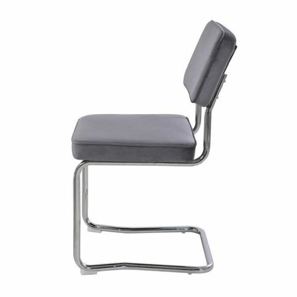 Silla Design Terciopelo Gris y Metal Plateado Home Decor