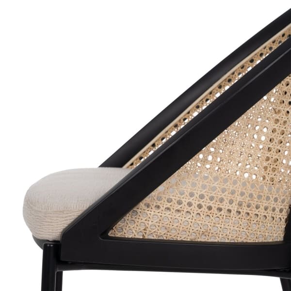 Chaise Japonaise en Cannage et Bois Noir