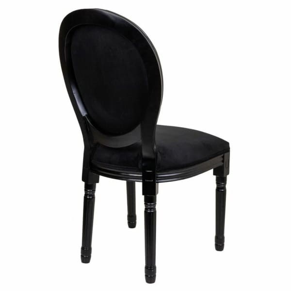 Chaise Médaillon Velours Noir et Bois