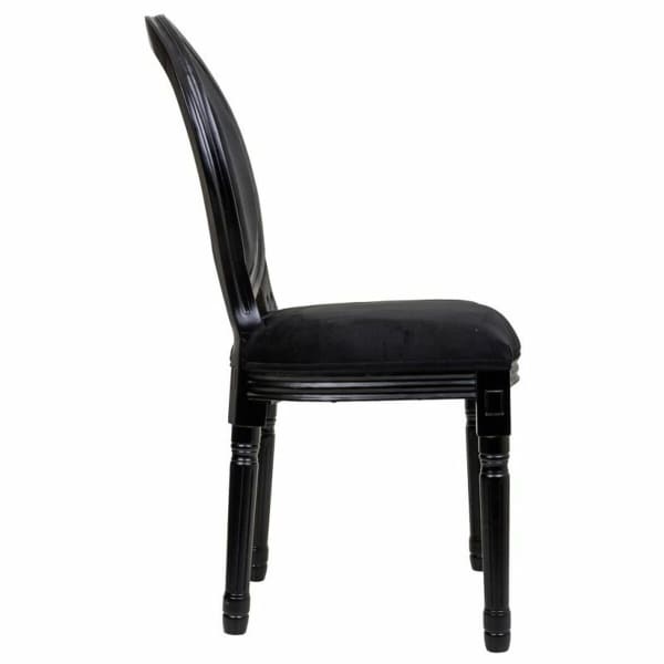 Chaise Médaillon Velours Noir et Bois