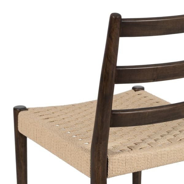 Chaise Scandinave en Bois Brun et Fibre Tressée