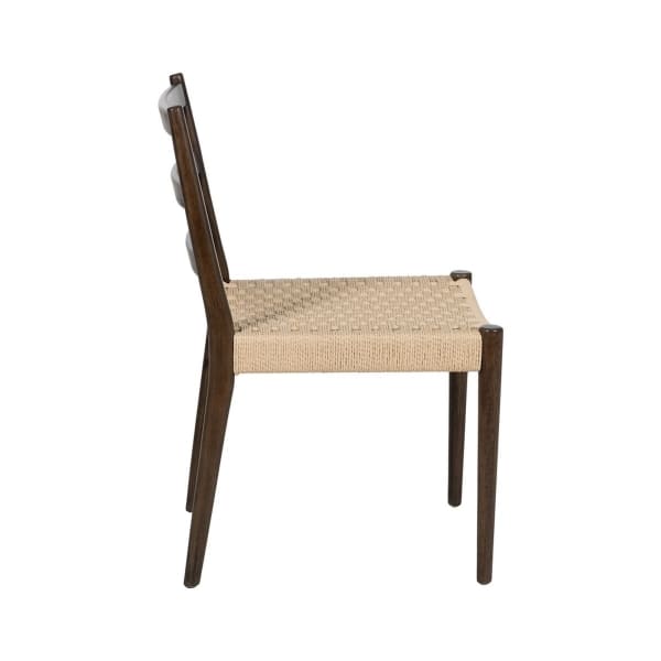 Chaise Scandinave en Bois Brun et Fibre Tressée