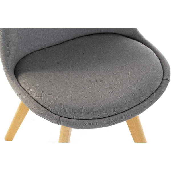 Scandinavian Chair in Gray Upholstered Fabric and Wood