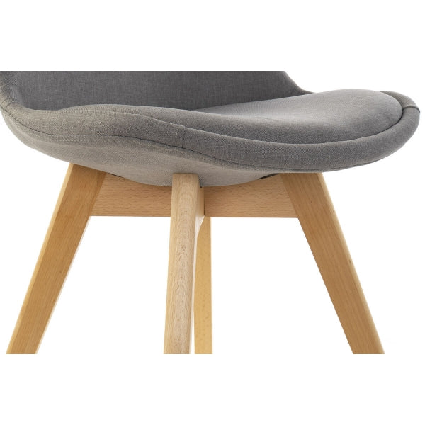 Chaise Scandinave en Tissu Rembourré Gris et Bois